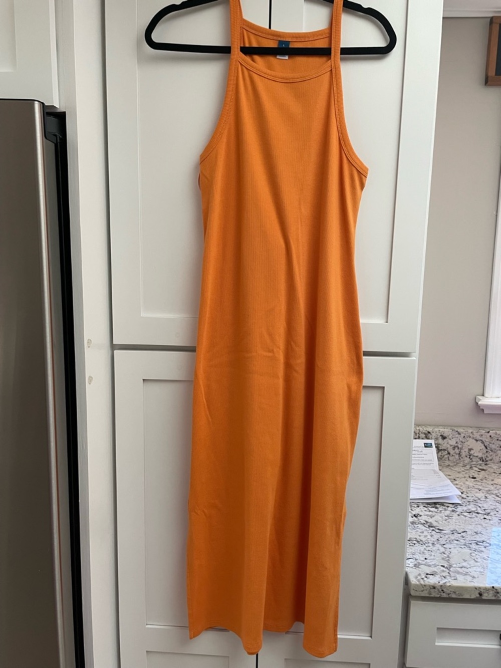 Old Navy Orange Ribbed Halter Maxi Dress